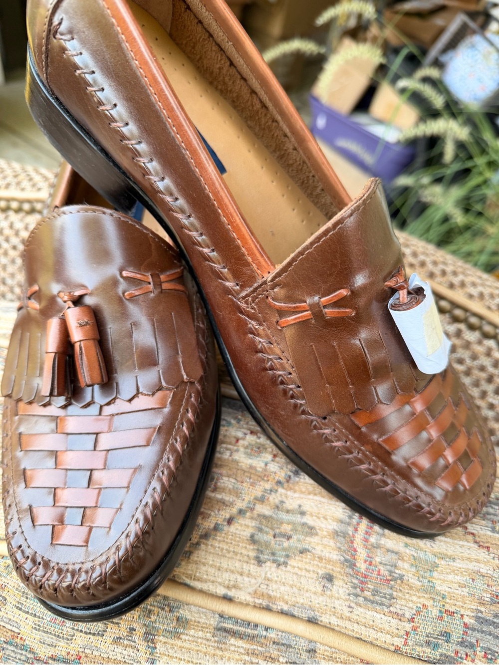 Giorgio Brutini Brown Woven Tassel Loafers